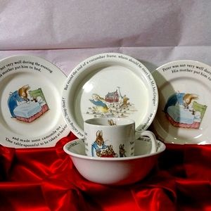 Wedgewood Peter Rabbit 🐇🐰 2 Plates 2 Different Style Bowls Cup